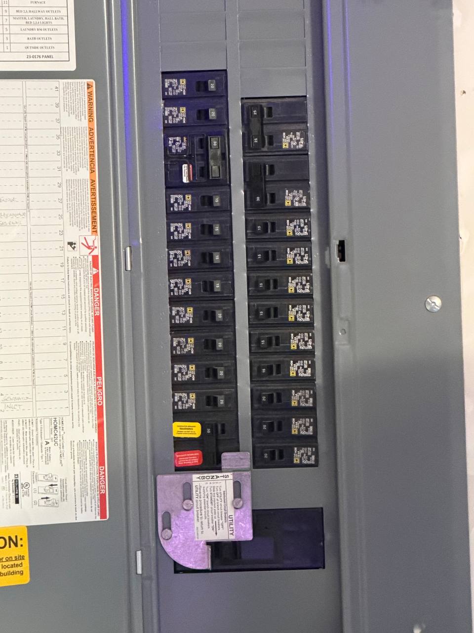 Electrical Panel with Circuit Breakers